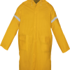 Impermeable largo tipo gabardina con capucha y reflejantes