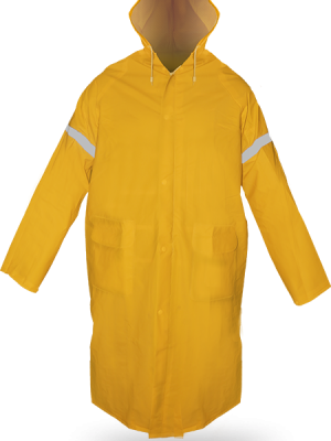 DZ1001R Impermeable largo tipo gabardina con capucha y reflejantes