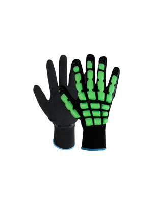 SG1048 Guante de poliéster con palma de nitrilo arenoso anti impactos