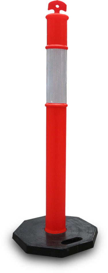 Poste delimitador de PVC con reflejante y base de hule 115 cm