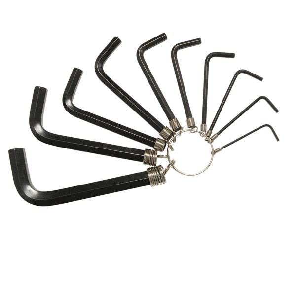 141721.jpg 141721 - Juego de llaves hexagonales tipo "L", en pulgadas, 10 piezas en argolla Foy