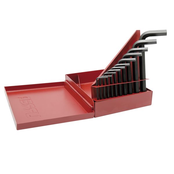 4975.jpg 4975 - Juego de llaves hexagonales tipo "L", en pulgadas, 11 piezas en estuche plástico Urrea