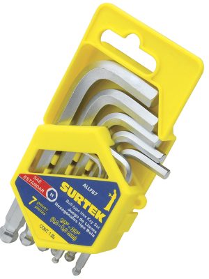 ALLFB7.jpg ALLFB7 - Juego de llaves hexagonales tipo "L" punta de bola, en pulgadas, 7 piezas en rack Surtek