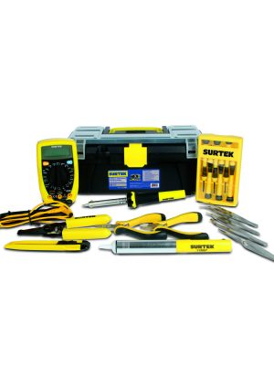 JEL18 - Juego combinado de herramientas para electricista con caja plástica, 18 piezas Surtek