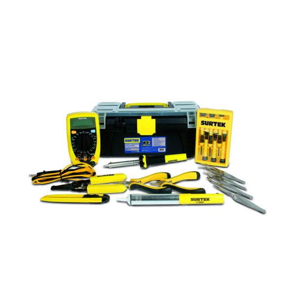 JEL18.jpg JEL18 - Juego combinado de herramientas para electricista con caja plástica, 18 piezas Surtek