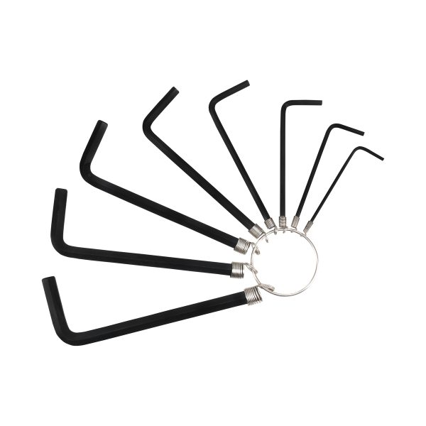 JLL8M - Juego de llaves hexagonales tipo "L", métricas, 8 piezas en argolla Foy