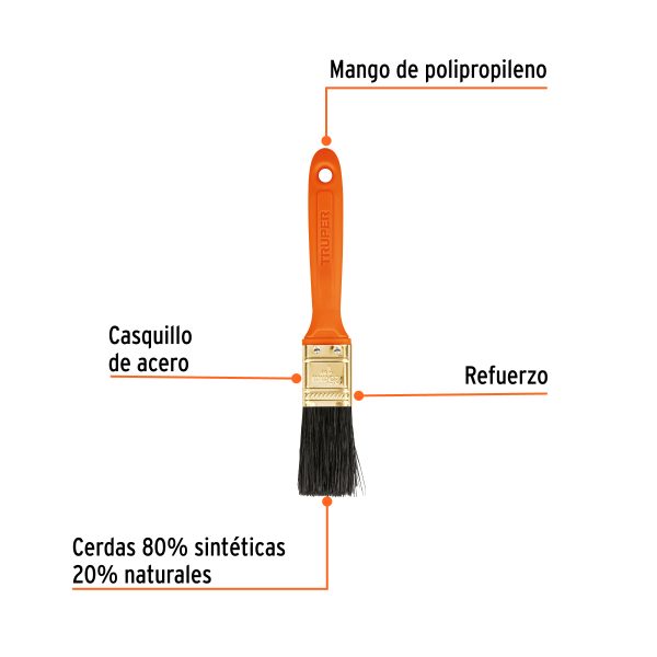 Brocha profesional de 1' con mango de plástico, Truper