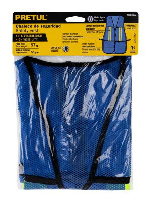 Chaleco de seguridad con cintas reflejantes, Azul, Pretul