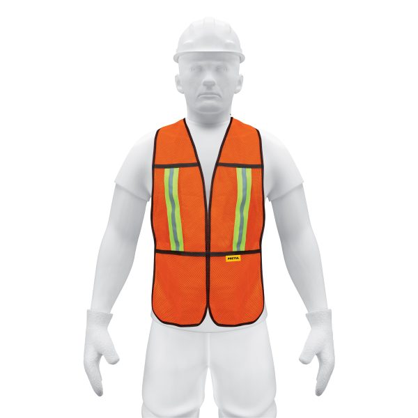 CHS-200N.jpg Chaleco de seguridad con cintas reflejantes, Naranja, Pretul