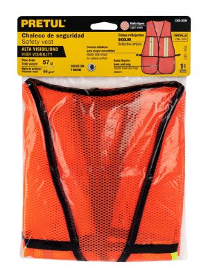 Chaleco de seguridad con cintas reflejantes, Naranja, Pretul