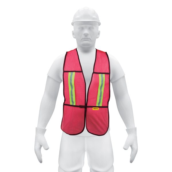 CHS-200R.jpg Chaleco de seguridad con cintas reflejantes, Rojo, Pretul