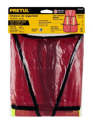 Chaleco de seguridad con cintas reflejantes, Rojo, Pretul