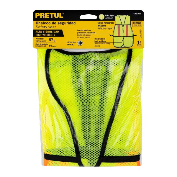 CHS-200VE1.jpg Chaleco de seguridad con cintas reflejantes, Verde, Pretul