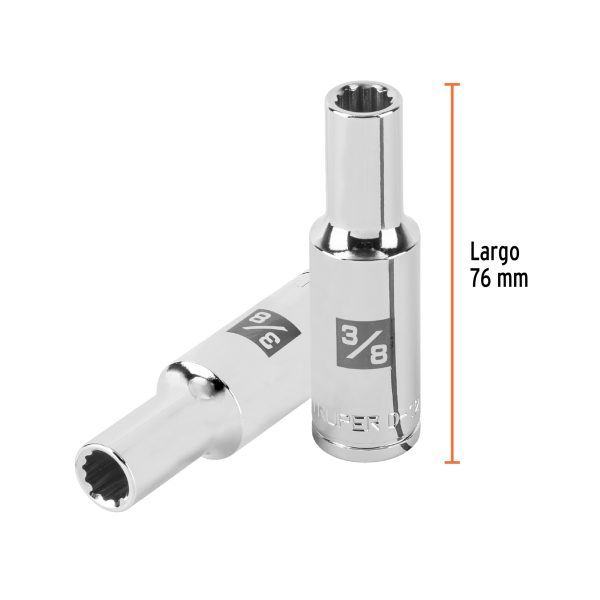 D-1212-ELFC2.jpg Dado largo de 3/8' 12 puntas, cuadro 1/2', Truper