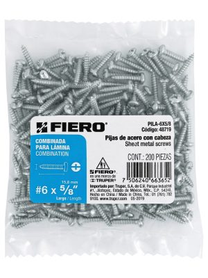 PILA-6X5-8E1.jpg Bolsa con 200 pijas para lámina, #6 x 5/8', Fiero