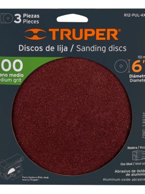 R12-PUL-4X6E1.jpg Paquete c/3 discos de lija 6' grano 100, para PUL-4X6T