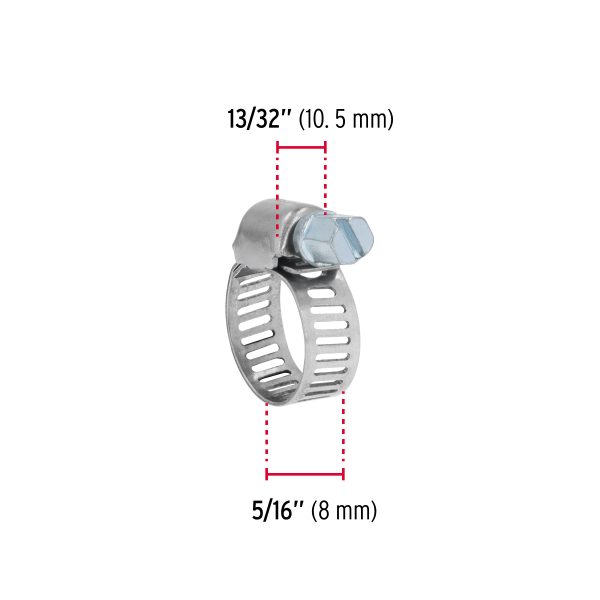 Bolsa c/10 abrazaderas mini, sin fin reforzadas #3, 1/4-5/8'