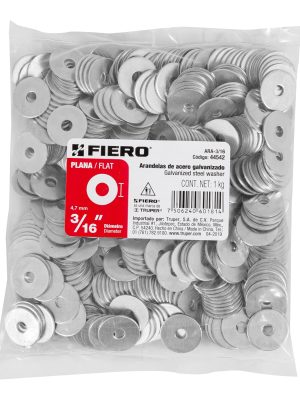 Bolsa de 1 kilo arandelas planas galvanizadas 3/16", FIERO