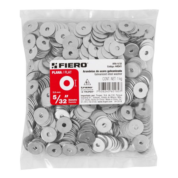 ARA-5-32E1.jpg Bolsa de 1 kilo arandelas planas galvanizadas 1/8", FIERO