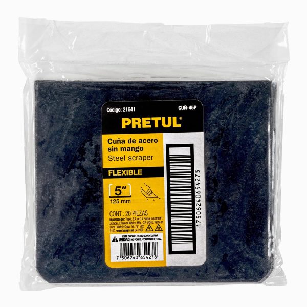 CUC391-45PE1.jpg Cuña de 4' x 5' sin mango, bolsa con 20 piezas, Pretul