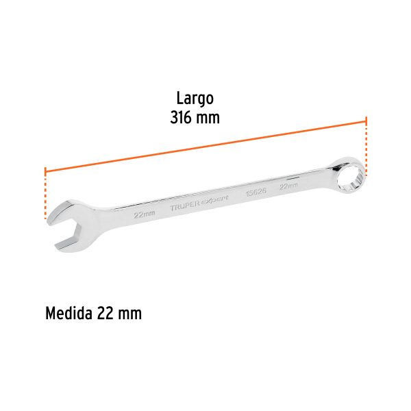 Llave combinada extralarga 22 mm x 316 mm de largo, Expert