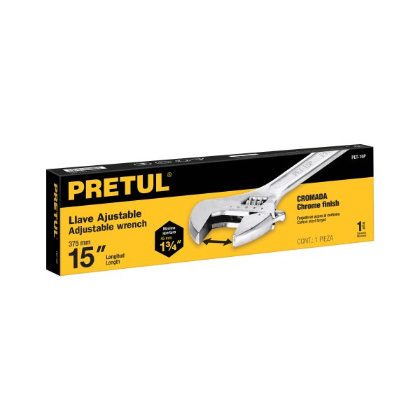 PET-15PE1.jpg Llave ajustable (perico) 15' cromada, Pretul