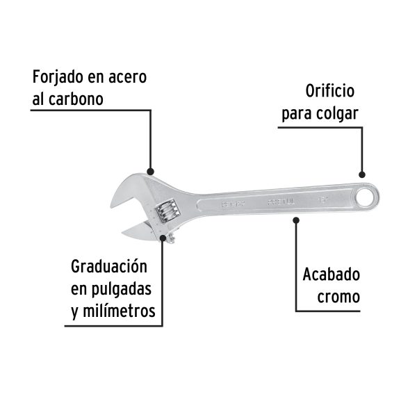 PET-15PFC1.jpg Llave ajustable (perico) 15' cromada, Pretul