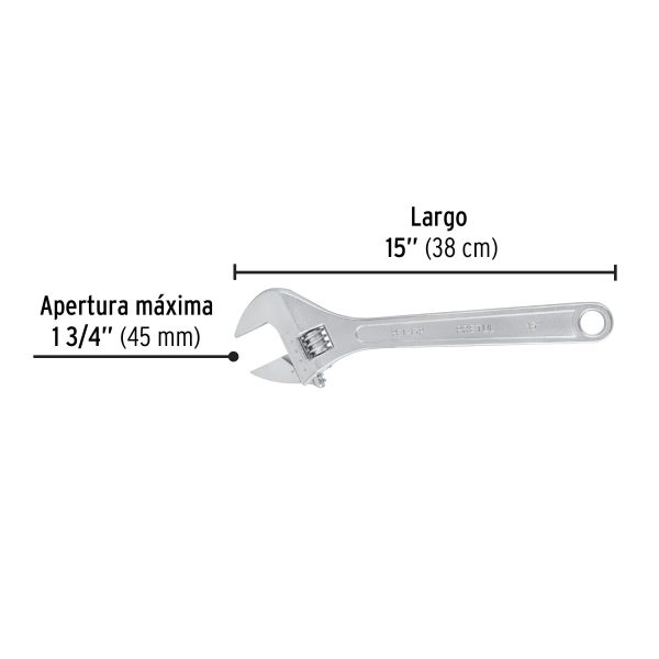 PET-15PFC2.jpg Llave ajustable (perico) 15' cromada, Pretul