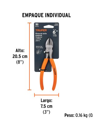 Pinza de corte diagonal 6' mango de PVC, Truper