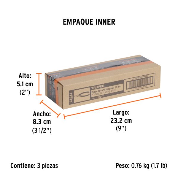 T202-7EI1.jpg Pinza de corte diagonal 7' mango de PVC, Truper