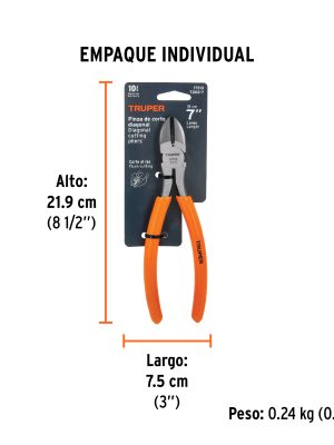 Pinza de corte diagonal 7' mango de PVC, Truper