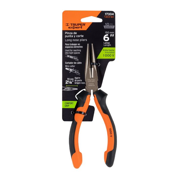Pinza punta y corte 6' mango Comfort Grip, Truper Expert