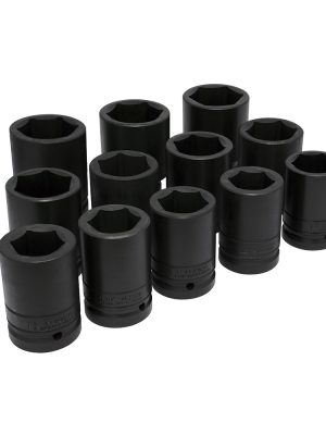 10000L - Juego de dados largos de impacto cuadro de 1", 6 puntas, en pulgadas, 12 piezas Urrea