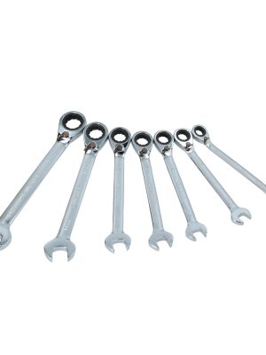 100575.jpg 100575 - Juego de llaves combinadas pulido espejo de matraca rev mét, 12 puntas,7 pz en rack Surtek