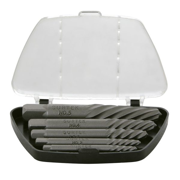 107040.jpg 107040 - Juego de extractor "cola de cochino" para tornillos, 5 piezas Surtek