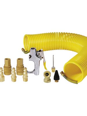 108142.jpg 108142 - Juego de accesorios neumáticos con manguera tipo resorte, 14 piezas Surtek