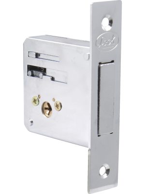 10CE.jpg 10CE - Cerrojo para embutir auxiliar, función doble, níquel satinado, llave tetra, en caja Lock