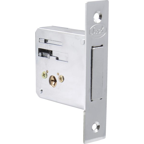 10CE - Cerrojo para embutir auxiliar, función doble, níquel satinado, llave tetra, en caja Lock