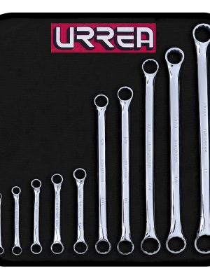 1100D.jpg 1100D - Juego de llaves de estrías pulido espejo de 15° en pulgadas, 12 puntas, 10 pz en estuche Urrea