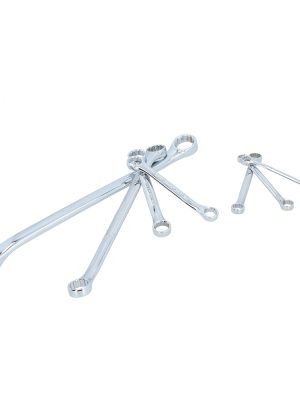 1100I.jpg 1100I - Juego de llaves de estrías pulido espejo de 15° en pulgadas, 12 puntas, 7 pz en rack Urrea