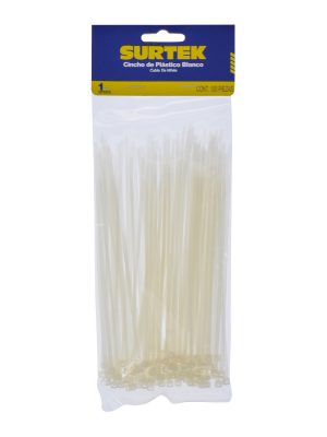114200.jpg 114200 - Cinchos plásticos 100 x 2.5 mm, tensión 8 kg de 100 piezas, color natural Surtek