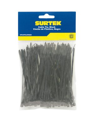 114205.jpg 114205 - Cinchos plásticos 150 x 3.6 mm, tensión 18 kg de 50 piezas, color negro Surtek