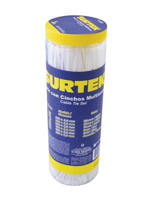 114220 - Cinchos plásticos en bote, 650 piezas multiusos varios colores Surtek