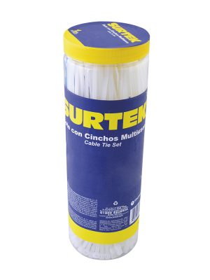 114224 - Cinchos plásticos en bote, 800 piezas multiusos varios colores Surtek
