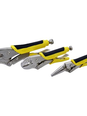 115085 - Juego de pinzas de presión con mango bimaterial, 3 piezas Surtek