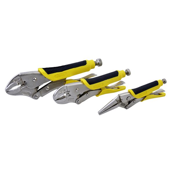 115085 - Juego de pinzas de presión con mango bimaterial, 3 piezas Surtek