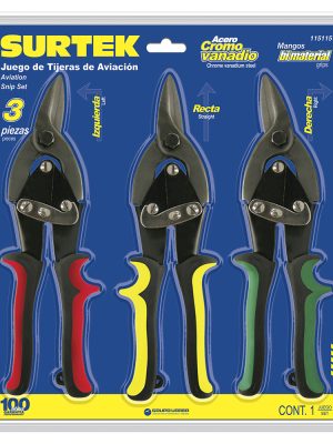 115115 - Juego para hojalatero de tijeras tipo aviación, 3 piezas Surtek