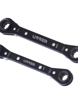 1170M - Juego de llaves de estrías de matraca reversible 4 en 1 métricas, 12 puntas, 2 pz en rack Urrea