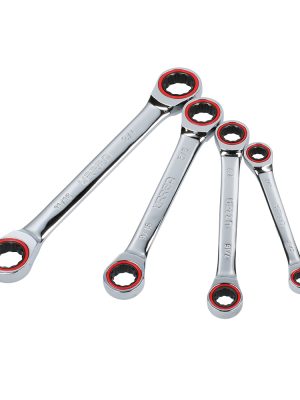 11M4.jpg 11M4 - Juego de llaves de estrías pulido espejo de matraca en pulgadas, 12 puntas, 4 pz en rack Urrea