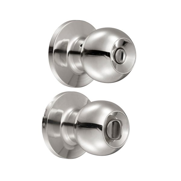 11PO - Pomo tubular bola función baño, acero inoxidable, llave estándar, blíster Lock